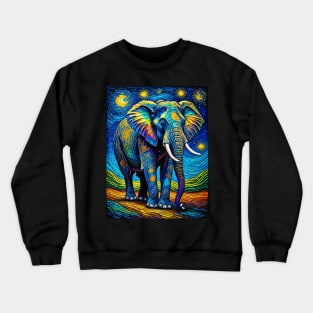 Elephant in starry night Crewneck Sweatshirt